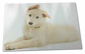 Large Glass Cutting Chopping Board White German Shepherd