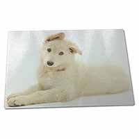 Large Glass Cutting Chopping Board White German Shepherd