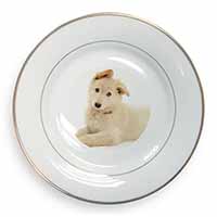 White German Shepherd Gold Rim Plate Printed Full Colour in Gift Box