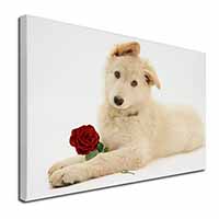 White German Shepherd with Rose Canvas X-Large 30"x20" Wall Art Print