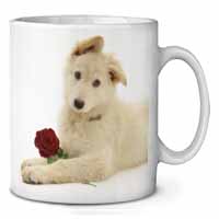 White German Shepherd with Rose Ceramic Coffee Mug/Tea Cup