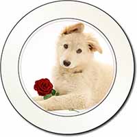 White German Shepherd with Rose Car or Van Permit Holder/Tax Disc Holder