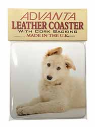 White German Shepherd Single Leather Photo Coaster