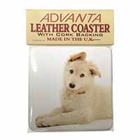White German Shepherd Single Leather Photo Coaster