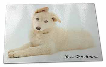 Large Glass Cutting Chopping Board White German Shepherd 