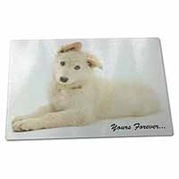 Large Glass Cutting Chopping Board White German Shepherd 