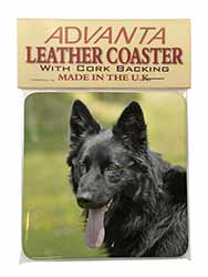 Black German Shepherd Single Leather Photo Coaster