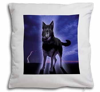 Black Night German Shepherd Dog Soft White Velvet Feel Scatter Cushion