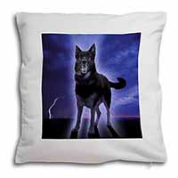 Black Night German Shepherd Dog Soft White Velvet Feel Scatter Cushion