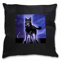 Black Night German Shepherd Dog Black Satin Feel Scatter Cushion