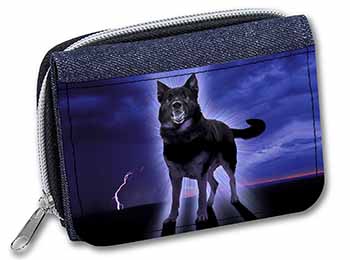 Black Night German Shepherd Dog Unisex Denim Purse Wallet
