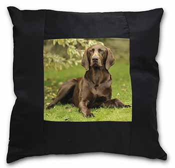German Pointer Dog Black Satin Feel Scatter Cushion