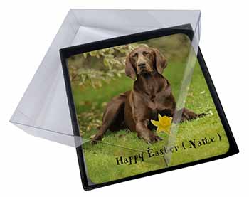4x Personalised German Pointer Picture Table Coasters Set in Gift Box