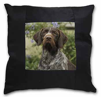 German Wirehaired Pointer Black Satin Feel Scatter Cushion