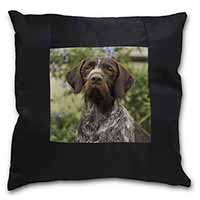 German Wirehaired Pointer Black Satin Feel Scatter Cushion