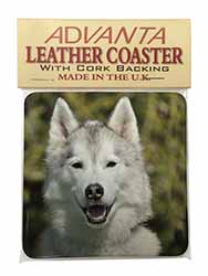 Siberian Husky Dog Single Leather Photo Coaster