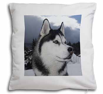 Siberian Husky Dog Soft White Velvet Feel Scatter Cushion