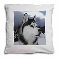 Siberian Husky Dog Soft White Velvet Feel Scatter Cushion