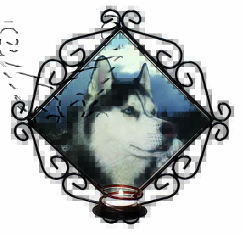 Siberian Husky Dog Wrought Iron Wall Art Candle Holder