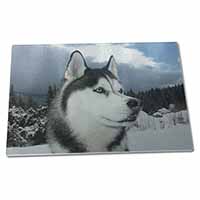 Large Glass Cutting Chopping Board Siberian Husky Dog