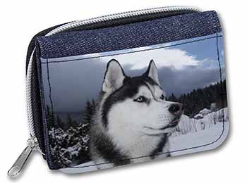 Siberian Husky Dog Unisex Denim Purse Wallet