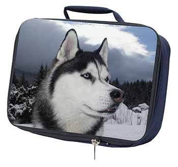 Siberian Husky Dog Navy Insulated School Lunch Box/Picnic Bag