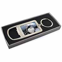 Siberian Husky Dog Chrome Metal Bottle Opener Keyring in Box