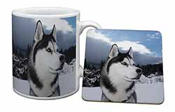 Siberian Husky Dog Mug and Coaster Set