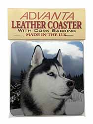 Siberian Husky Dog Single Leather Photo Coaster