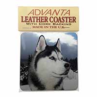 Siberian Husky Dog Single Leather Photo Coaster