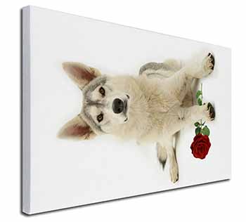 Utonagan Dog with Red Rose Canvas X-Large 30"x20" Wall Art Print