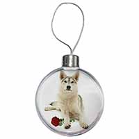 Utonagan Dog with Red Rose Christmas Bauble