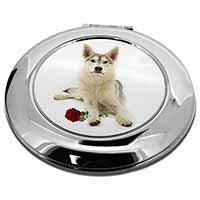 Utonagan Dog with Red Rose Make-Up Round Compact Mirror