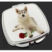 Utonagan Dog with Red Rose Make-Up Compact Mirror