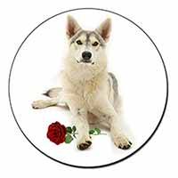 Utonagan Dog with Red Rose Fridge Magnet Printed Full Colour