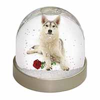 Utonagan Dog with Red Rose Snow Globe Photo Waterball