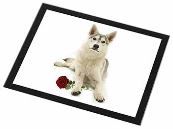 Utonagan Dog with Red Rose Black Rim High Quality Glass Placemat