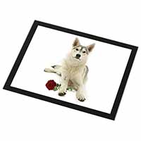 Utonagan Dog with Red Rose Black Rim High Quality Glass Placemat