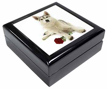 Utonagan Dog with Red Rose Keepsake/Jewellery Box