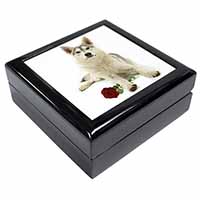 Utonagan Dog with Red Rose Keepsake/Jewellery Box