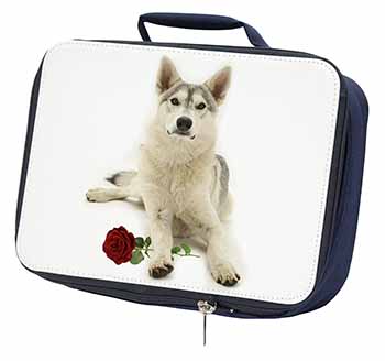 Utonagan Dog with Red Rose Navy Insulated School Lunch Box/Picnic Bag