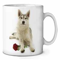 Utonagan Dog with Red Rose Ceramic 10oz Coffee Mug/Tea Cup