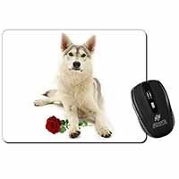 Utonagan Dog with Red Rose Computer Mouse Mat