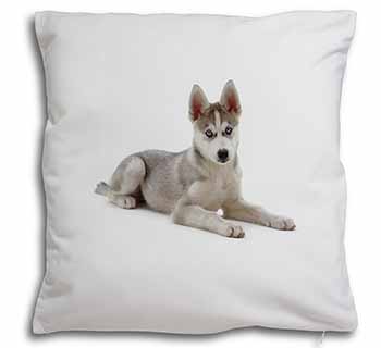 Siberian Husky Puppy Soft White Velvet Feel Scatter Cushion