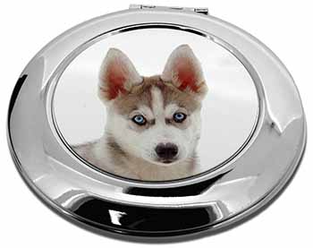Siberian Husky Puppy Make-Up Round Compact Mirror