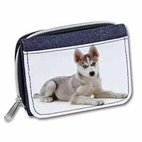 Siberian Husky Puppy Unisex Denim Purse Wallet