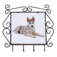 Siberian Husky Puppy Wrought Iron Key Holder Hooks