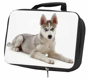 Siberian Husky Puppy Black Insulated School Lunch Box/Picnic Bag