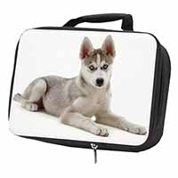 Siberian Husky Puppy Black Insulated School Lunch Box/Picnic Bag