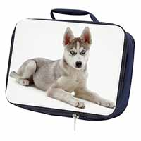 Siberian Husky Puppy Navy Insulated School Lunch Box/Picnic Bag